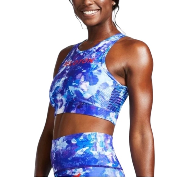 NEW Peloton x WITH Blue Moves High Neck Racerback Cutout Sports Bra Size Medium - Picture 6 of 15